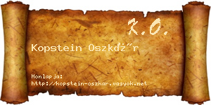 Kopstein Oszkár névjegykártya
